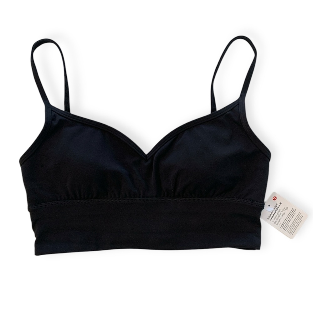 NWT, Lululemon Black Sweetheart Neck Sports Bra, Size 8